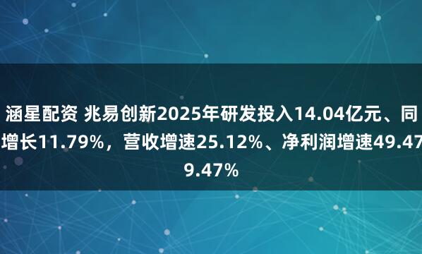 涵星配资 兆易创新2025年研发投入14.04亿元、同比增长11.79%，营收增速25.12%、净利润增速49.47%